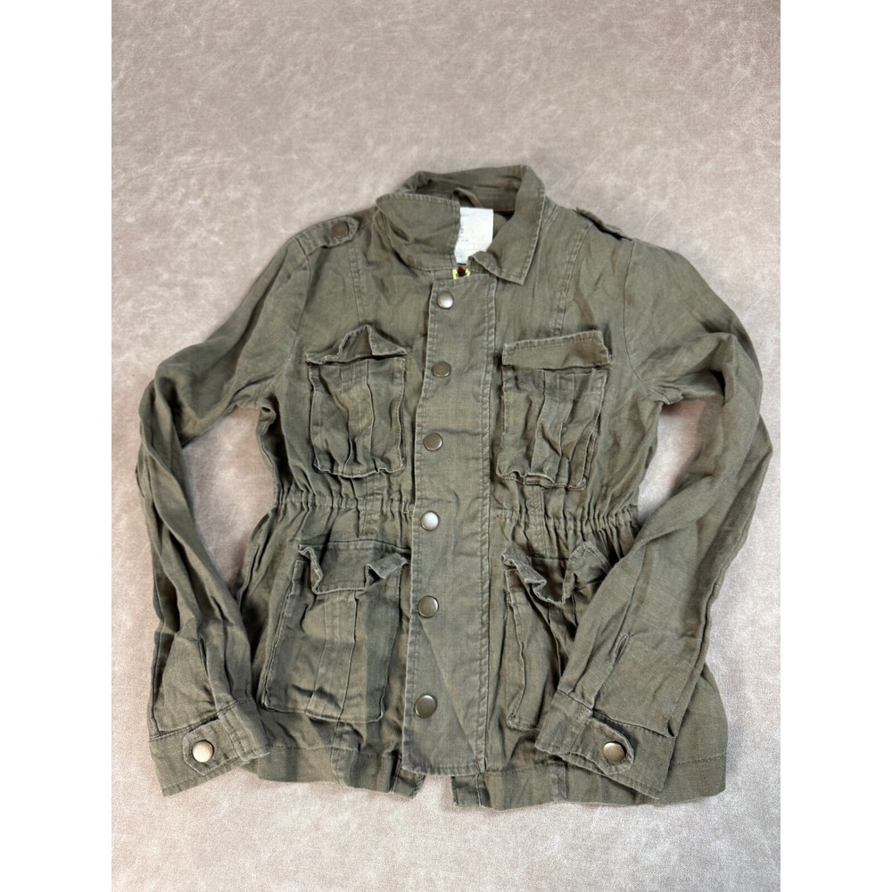 Free People Women Full Zip Pockets Army Green Not Your Brothers Surplus Jacket 2